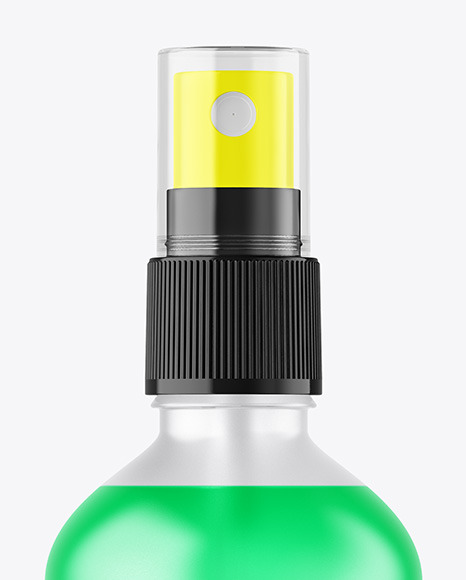 Frosted Glass Spray Bottle with Color Liquid Mockup