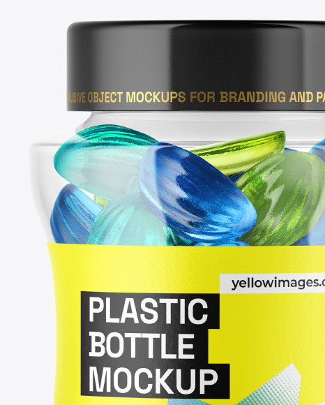 Plastic Bottle with Gummies Mockup