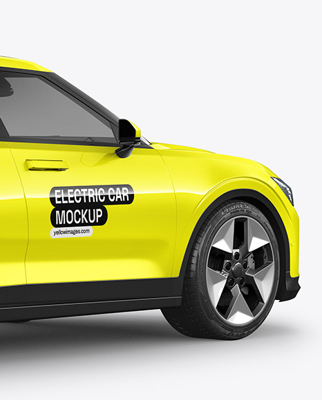 Electric Car Mockup - Back Half Side View