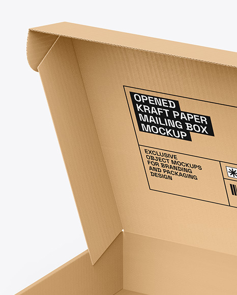 Opened Kraft Paper Mailing Box Mockup