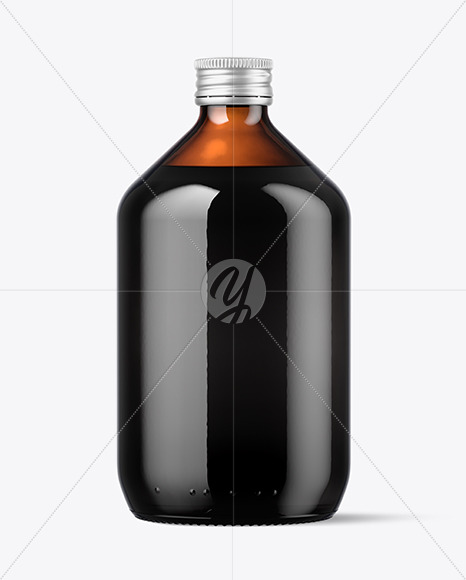 500ml Amber Glass Bottle Mockup