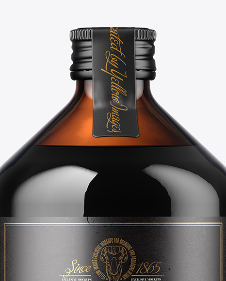 500ml Amber Glass Bottle Mockup