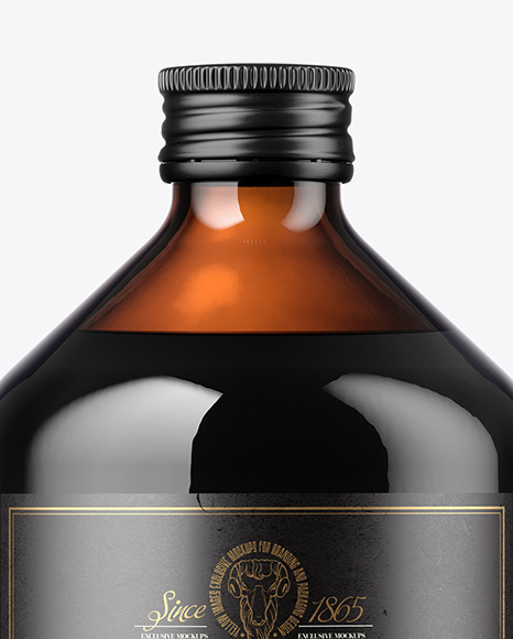 500ml Amber Glass Bottle Mockup