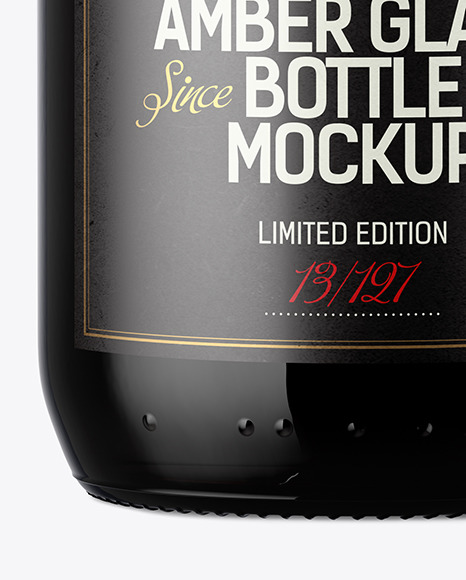 500ml Amber Glass Bottle Mockup