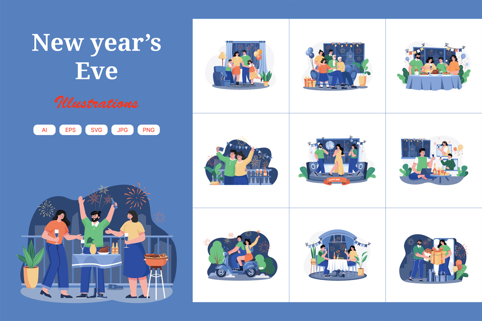 M520_New year’s Eve Illustration Pack