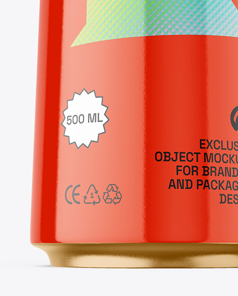 500ml Glossy Drink Can Mockup