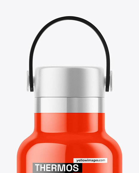 Glossy Thermos Bottle Mockup