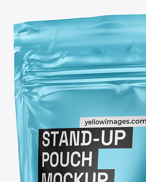 Matte Metallic Stand Up Pouch Mockup