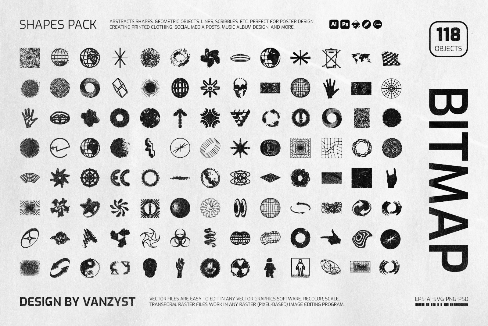 138 Bitmap Vector Shapes Pack