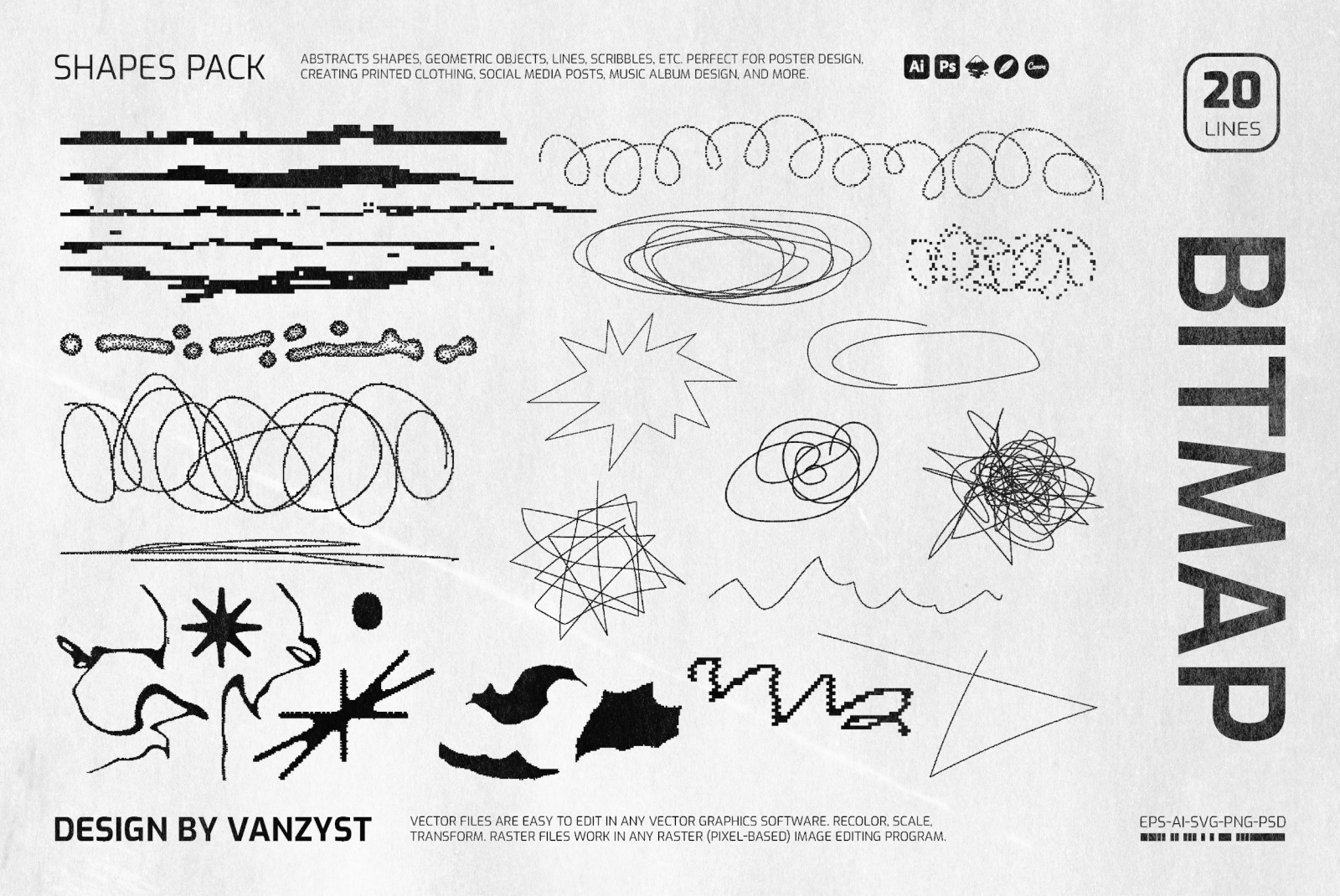 138 Bitmap Vector Shapes Pack