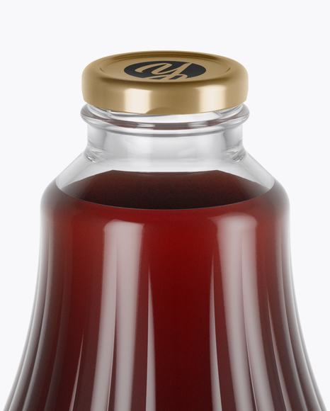 Clear Glass Pomegranate Juice Bottle Mockup