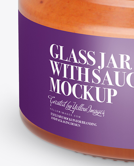 250ml Clear Glass Jar with Sauce Mockup (High-Angle Shot)