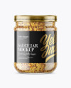 Clear Glass Jar with Wholegrain Mustard Mockup - Front View