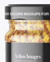 Clear Glass Jar with Wholegrain Mustard Mockup - Front View