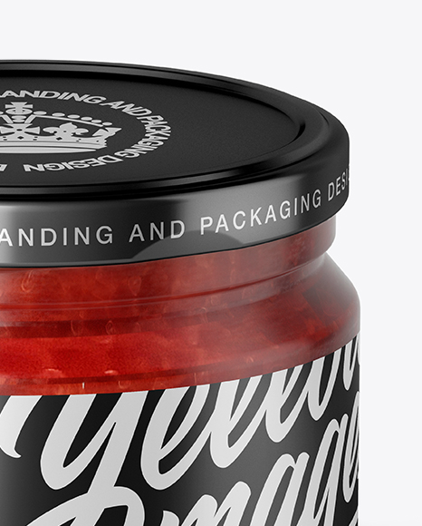 250ml Clear Glass Jar with Red Caviar Mockup (High-Angle Shot)