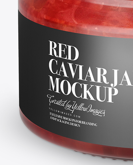 250ml Clear Glass Jar with Red Caviar Mockup (High-Angle Shot)