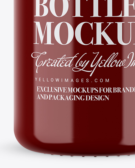 Glossy Ceramic Bottle with Shrink Band Mockup