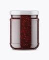 Clear Glass Jar with Raspberry Jam Mockup