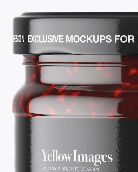 Clear Glass Jar with Raspberry Jam Mockup Clear Glass Jar with Raspberry Jam Mockup