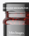 Clear Glass Jar with Raspberry Jam Mockup Clear Glass Jar with Raspberry Jam Mockup