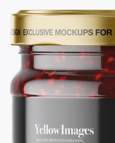 Clear Glass Jar with Raspberry Jam Mockup Clear Glass Jar with Raspberry Jam Mockup