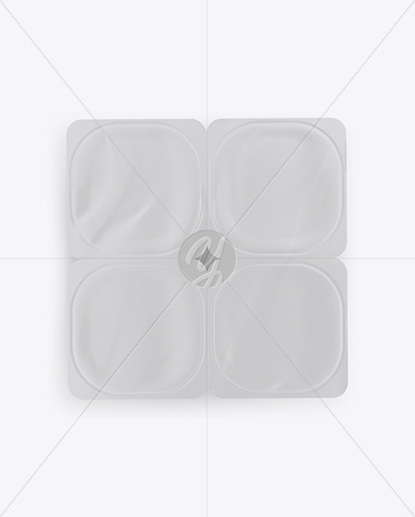 4 Pack Clear Cups with Jelly Mockup - Half Side (High Angle Shot) & Top