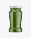 120g Glass Jar in Shrink Sleeve with Pesto Sauce Mockup