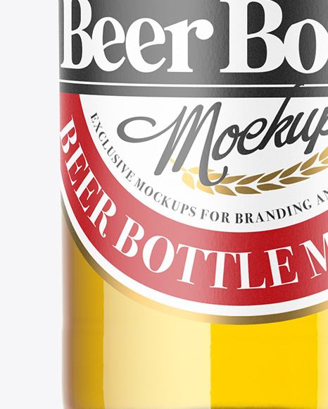 Clear Glass Beer Bottle Mockup