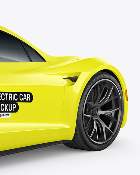 Electric Car Mockup - Back Half Side View