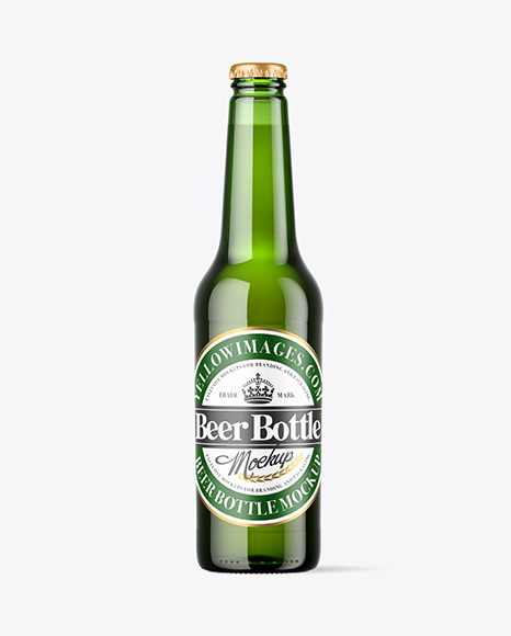 Green Glass Beer Bottle Mockup
