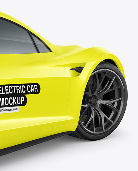 Electric Car Mockup - Back Half Side View