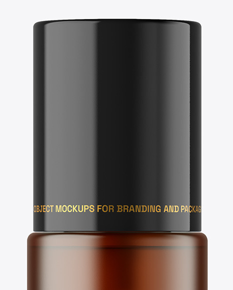 Frosted Amber Glass Cosmetic Bottle with Pump Mockup