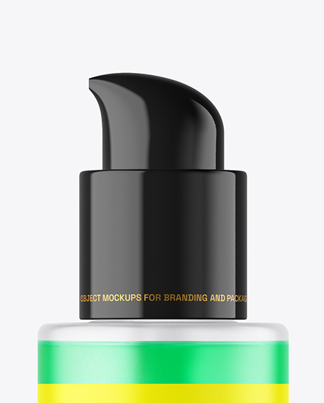Frosted Glass Cosmetic Bottle with Pump Mockup