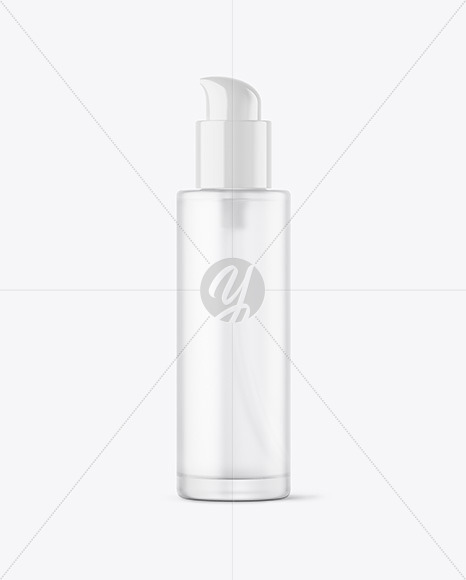 Frosted Glass Cosmetic Bottle with Pump Mockup