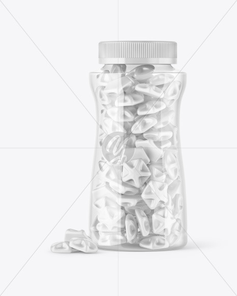 Plastic Bottle with Gummies Mockup Plastic Bottle with Gummies Mockup