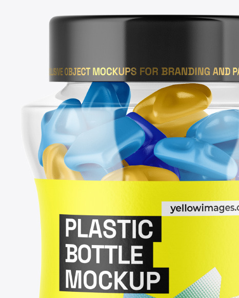Plastic Bottle with Gummies Mockup Plastic Bottle with Gummies Mockup