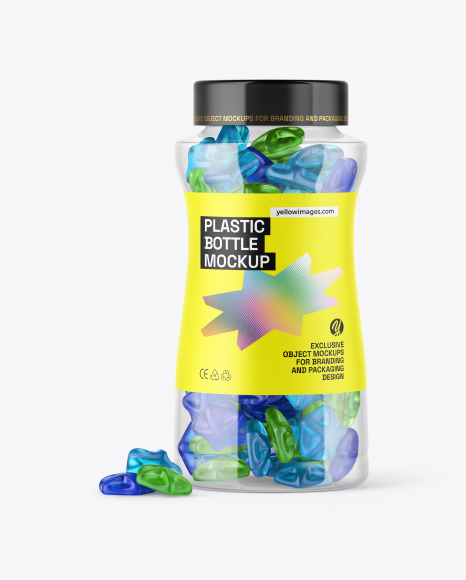 Plastic Bottle with Gummies Mockup