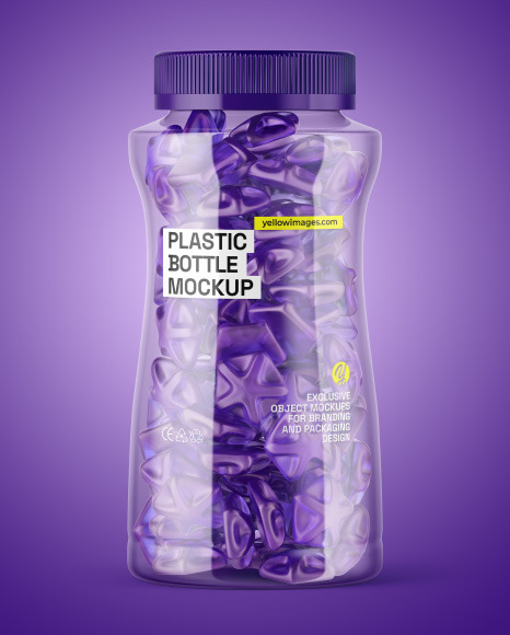 Plastic Bottle with Gummies Mockup