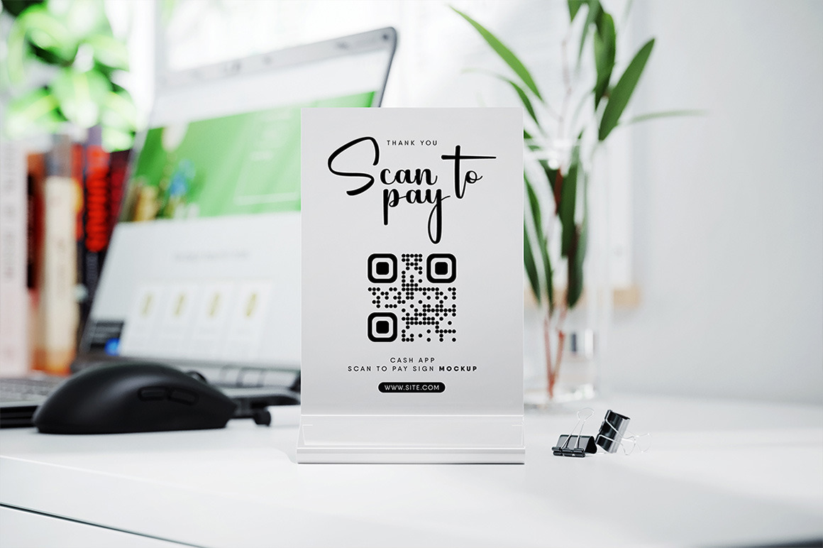 Scan To Pay Plastic Sign Mockup Scan To Pay Plastic Sign Mockup