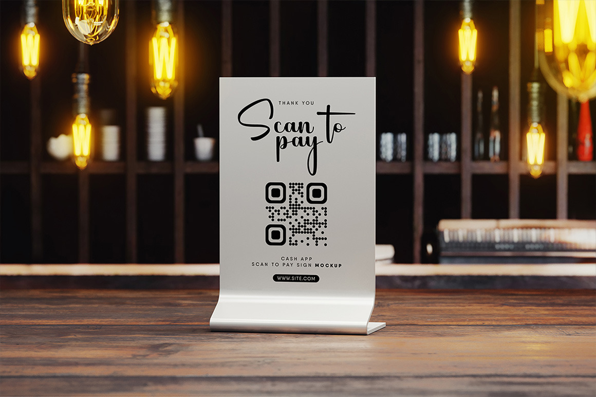 Scan To Pay Plastic Sign Mockup Scan To Pay Plastic Sign Mockup