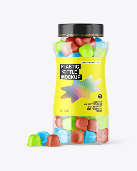 Plastic Bottle with Gummies Mockup