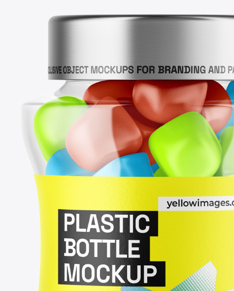 Plastic Bottle with Gummies Mockup Plastic Bottle with Gummies Mockup