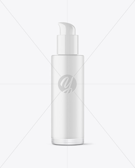 Frosted Glass Cosmetic Bottle with Pump Mockup