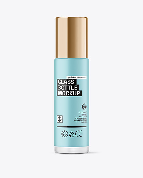 Frosted Glass Cosmetic Bottle with Pump Mockup