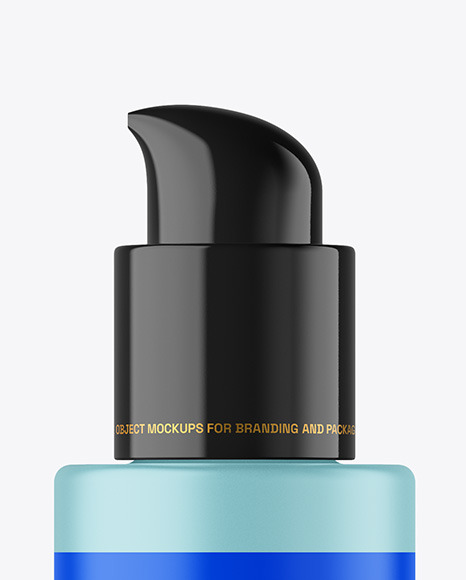 Frosted Glass Cosmetic Bottle with Pump Mockup