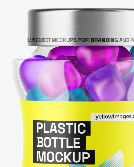 Plastic Bottle with Gummies Mockup