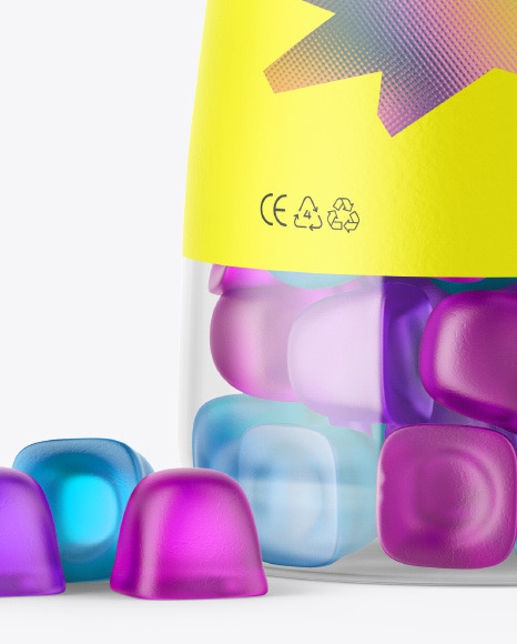 Plastic Bottle with Gummies Mockup