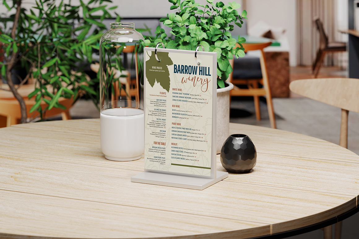 Set Of Different Table Sign / Menu Stand In Restaurant Mockup