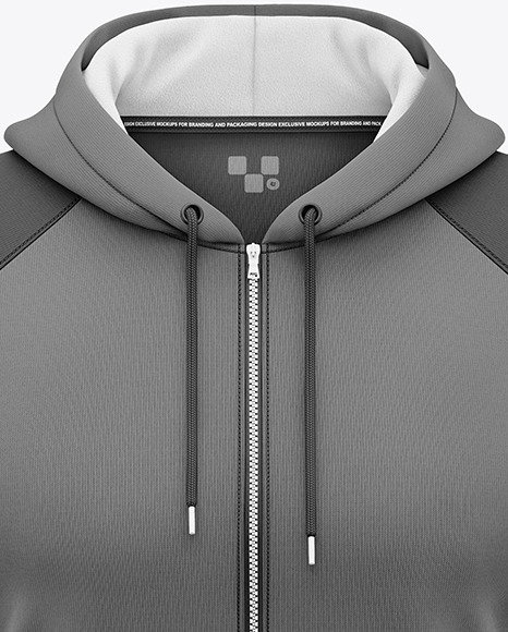 Full-Zip Raglan Hoodie Mockup - Front View