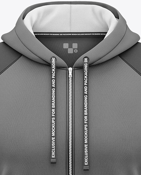 Full-Zip Raglan Hoodie Mockup - Front View